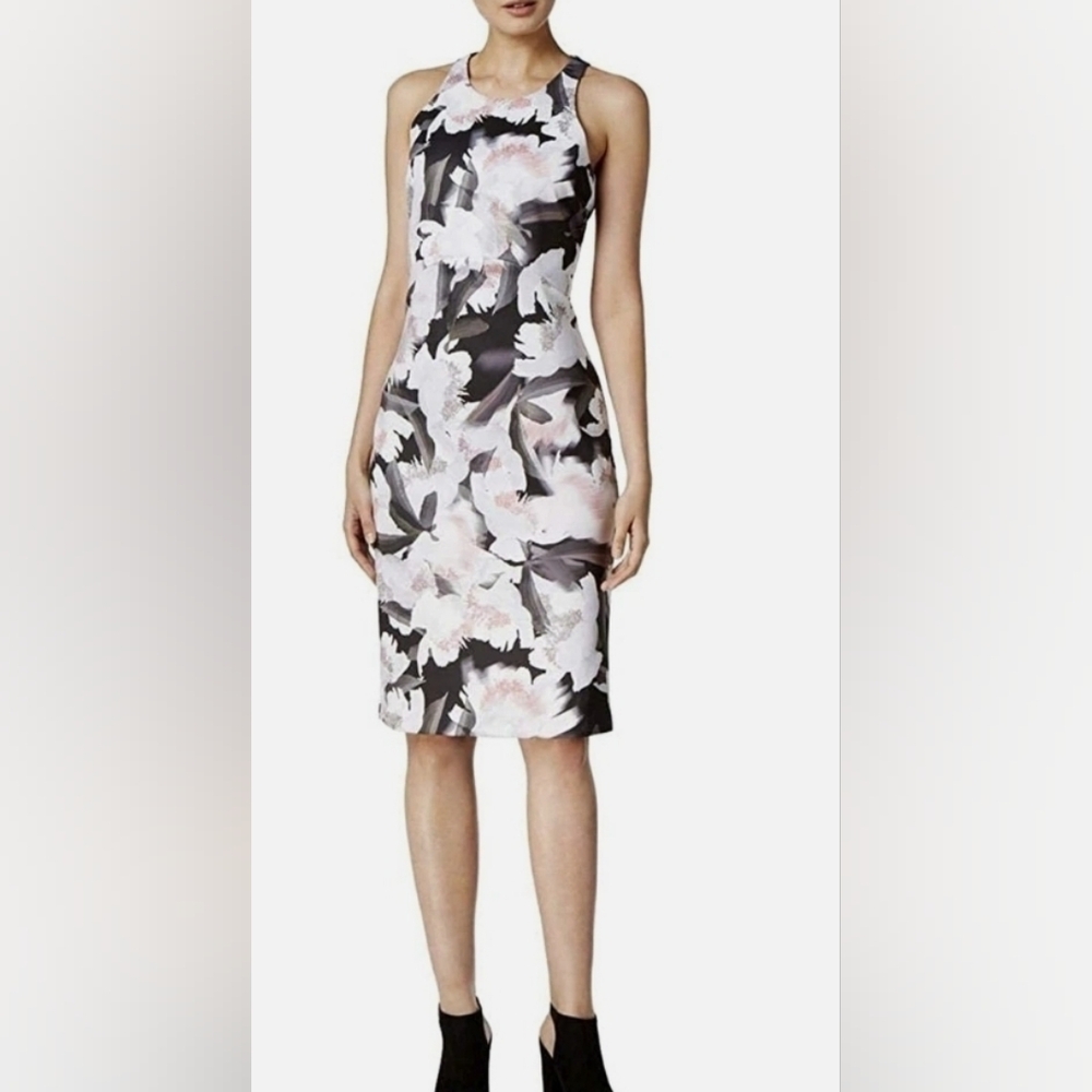 Bar III Black and White Floral Midi Dress